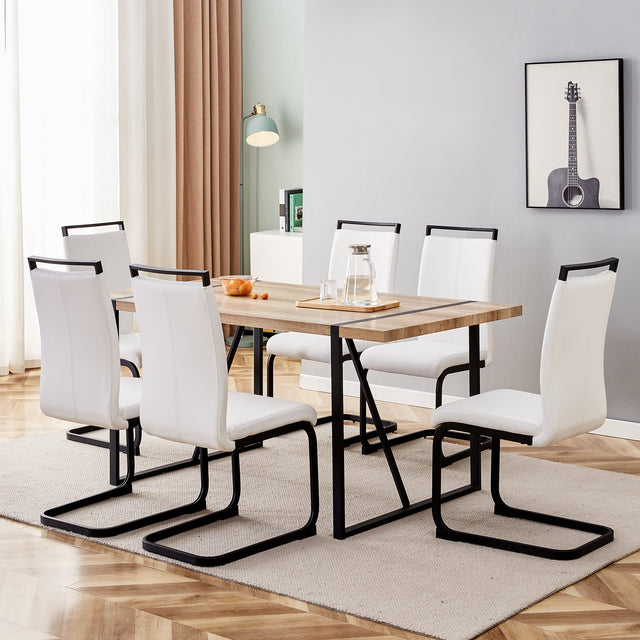 Rustic Industrial Rectangular Wood Dining Table For 4-6 Person, With 1.5" Thick Engineered Wood Tabletop and Black Metal Legs, Writing Desk For Kitchen Dining Living Room, 63" W x 35.4" D x 29.92" H