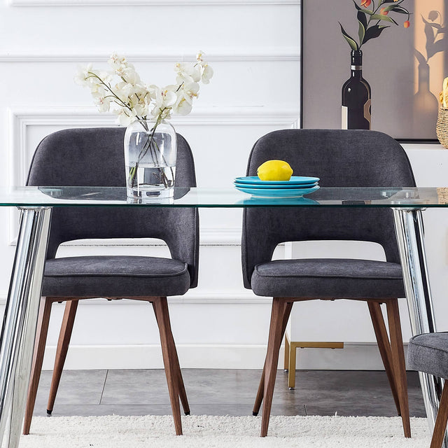 Modern Dining Chairs, Velvet Accent Chair, Living Room Leisure Chairs, Upholstered Side Chair with Metal Legs for Dining Room Kitchen Vanity Patio Club Guest (Set of 2) ( Dark Grey Office Chair)