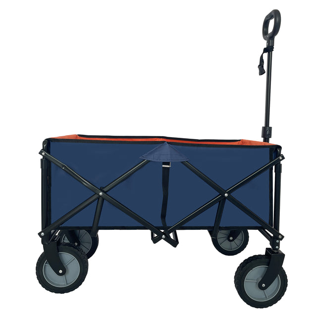 Collapsible Folding Wagon, Push Pull Foldable Beach Wagon Cart