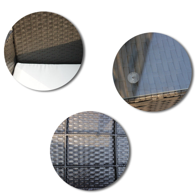 Patio outdoor rattan furniture -4 piece loveseat +2 armchair+coffie table for garden 4 PC Garden Patio Furniture ---------White cushion