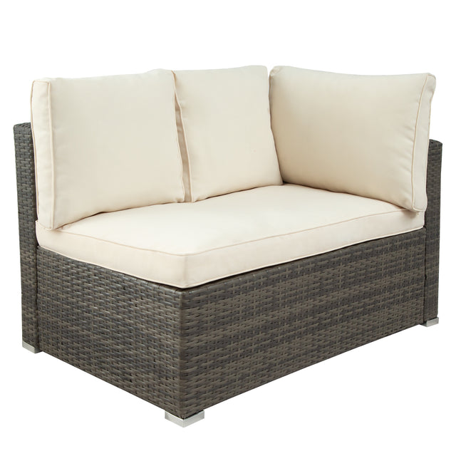 U_STYLE Patio Furniture Sets, 7-Piece Patio Wicker Sofa , Cushions, Chairs , a Loveseat , a Table and a Storage Box