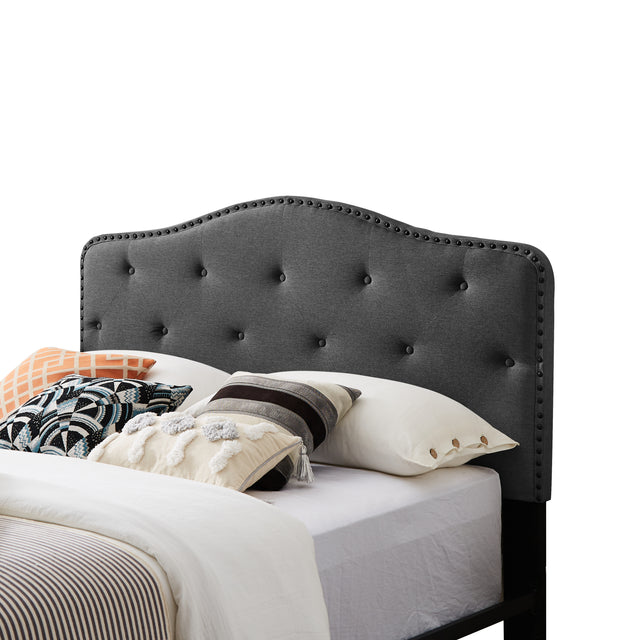 B113 Full bed, Beautiful headboard with buttons Strong iron frame with high temperature paint