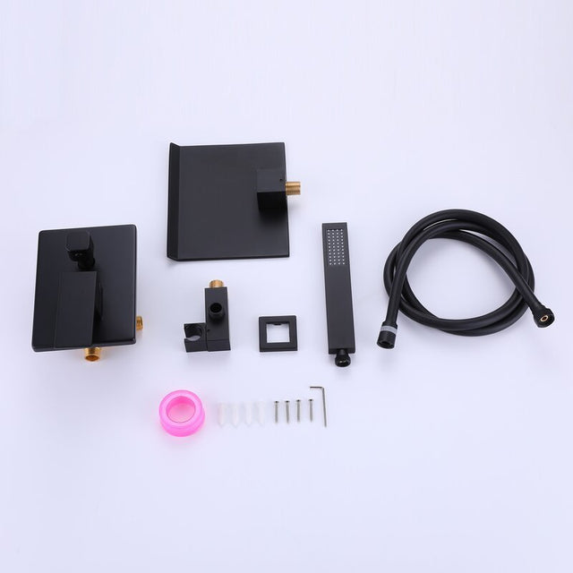 Waterfall Wall Mounted Tub Filler With Handheld Shower