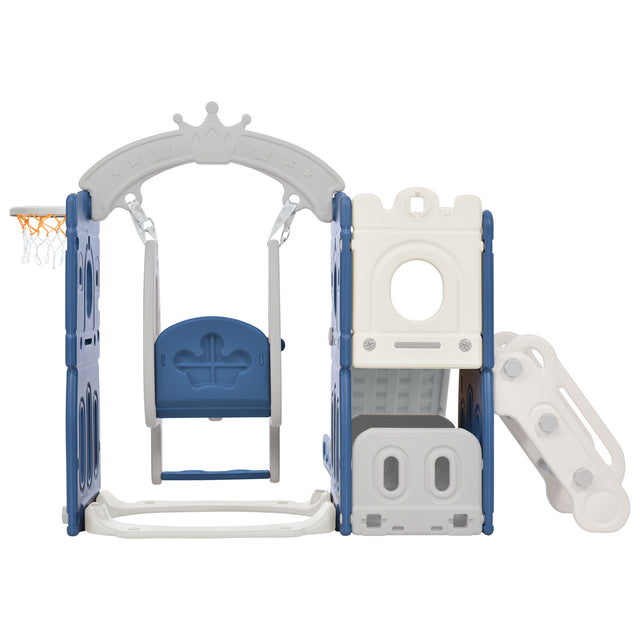 Toddler Slide and Swing Set 5 in 1, Kids Playground Climber Slide Playset with Basketball Hoop Freestanding Combination for Babies Indoor & Outdoor