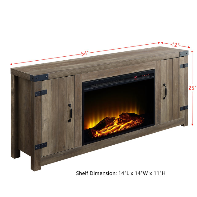 ACME Tobias Fireplace in Rustic Oak Finish AC00275