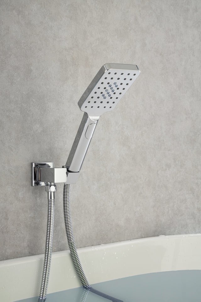 Waterfall Tub Faucet Wall Mount Roman Tub Filler Chrome Single Handle Brass Bathroom Bathtub Faucet with Hand Shower