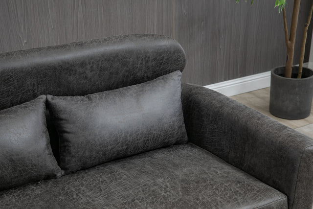 51"W Classical Loveseat Small Sofa Small Mini Room Couch Two-Seater Sofa With 2 Throw Pillows Black Metal Legs for Small Space Office Studio Apartment Bedroom, Valley Gray Bronzing Suede