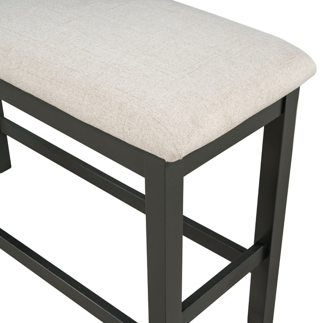 TOPMAX Rustic Wood 4-Piece Counter Height Dining Table Set with Storage Shelves and Drawer, Kitchen Table Set with 2 Stools and Bench, Gray