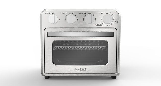 Geek Chef Air Fryer Toaster Oven Combo, 4 Slice Toaster Convection Air Fryer Oven Warm, Broil, Toast, Bake, Air Fry, Oil-Free, Accessories Included, Stainless Steel, Silver(16QT Air Fryer Oven) Ban on