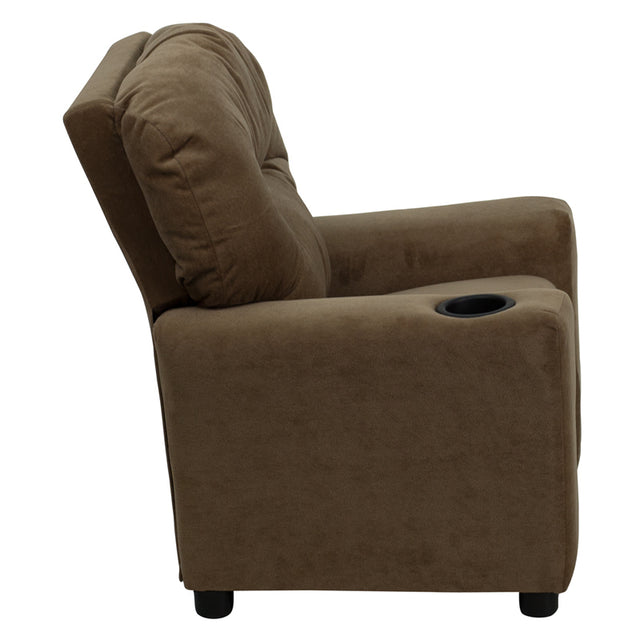 Offex Contemporary Brown Kids Recliner with Cup Holder