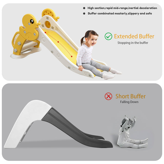 Kid Slide for Toddler Age 1-3 Indoor Pet duck yellow Plastic Slide Outdoor Playground Climber Slide