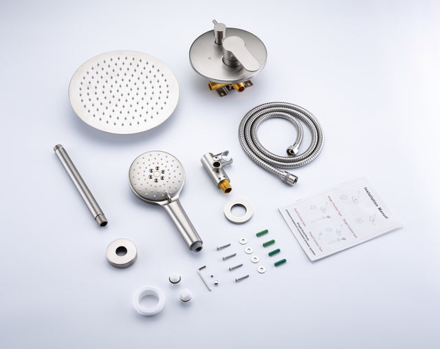 Black Shower System, Ceiling Rainfall Shower Faucet Sets Complete of High Pressure, Rain Shower Head with Handheld, Bathroom 10\\\'\\\' Shower Combo with Rough-in Valve Included