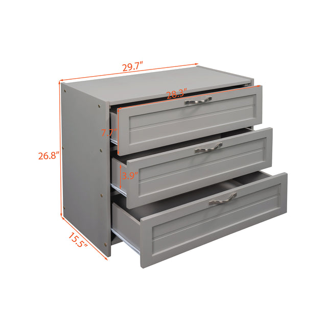 Low Twin Size Loft Bed with Cabinets, Shelves and Slide - Gray(OLD SKU :LP000503AAE)