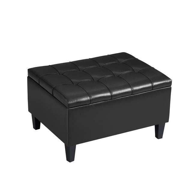 Faux Leather Upholstery Storage Ottoman Black