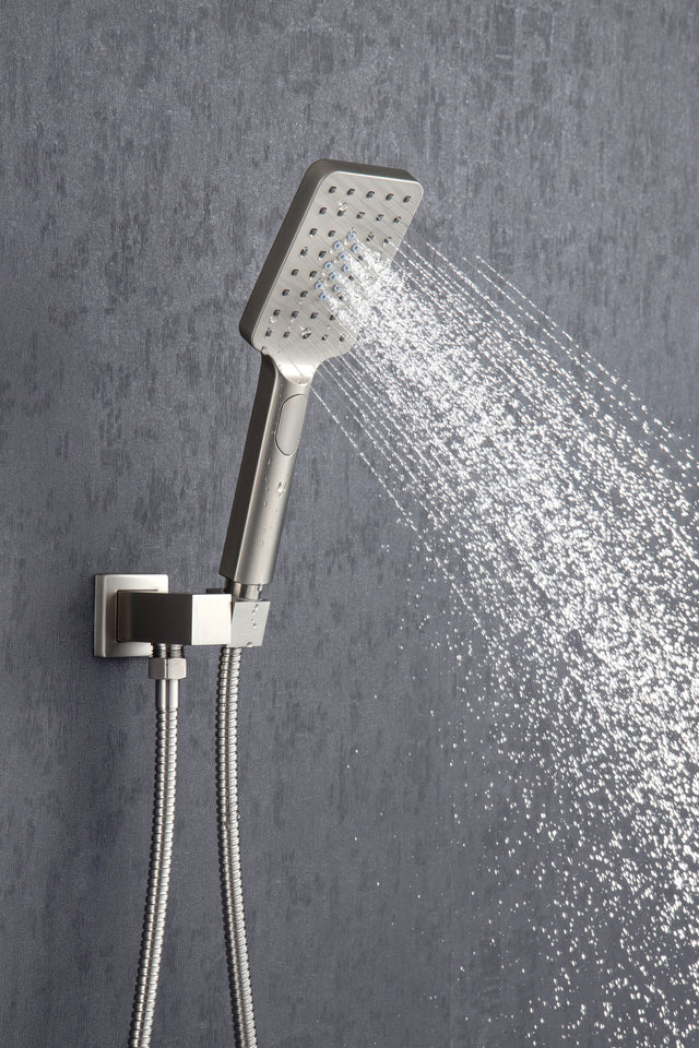 Shower Faucet Set Shower System with 12 Inch Rain Shower Head and Handheld, Bathroom Shower Combo Set Wall Mounted System Rough-in Valve Body and Trim Included.