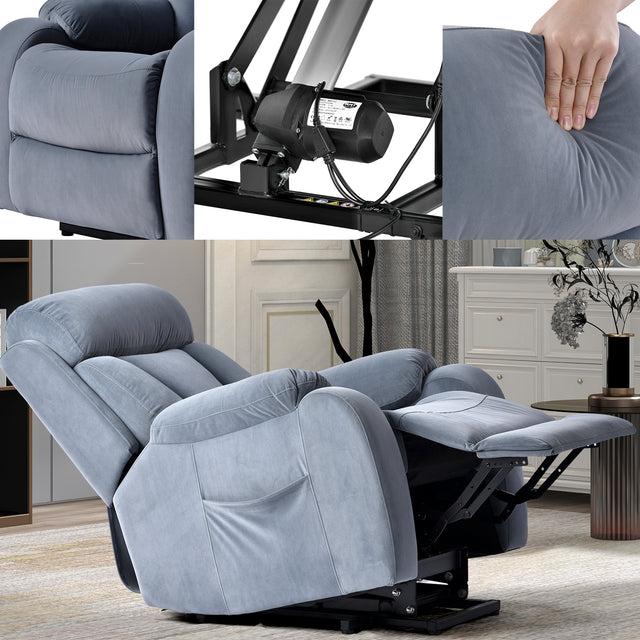 Lift Chair Recliner for Elderly Power Remote Control Recliner Sofa Relax Soft Chair Anti-skid Australia Cashmere Fabric Furniture Living Room Light Gray