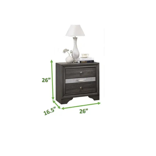 Traditional Matrix King 4 Piece Storage Bedroom set in Gray made with Wood