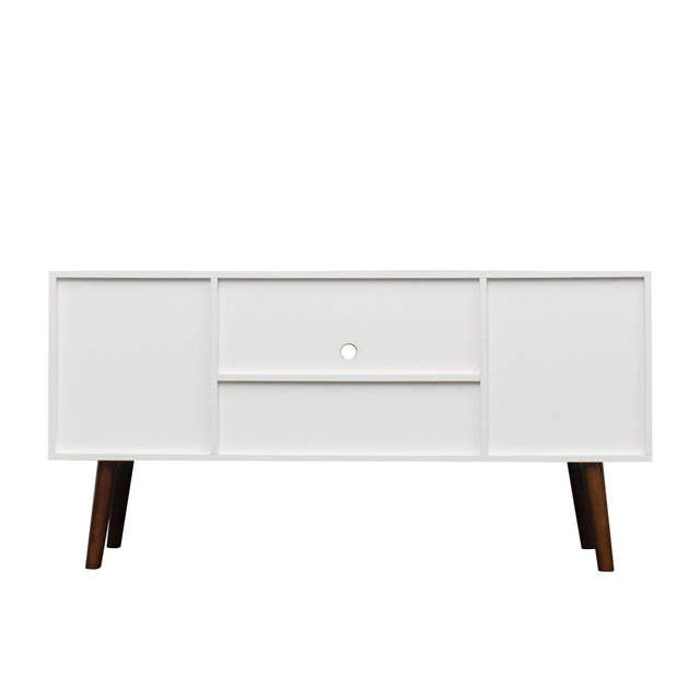 TV Stand Use in Living Room Furniture with 1 storage and 2 shelves Cabinet, high quality particle board,White