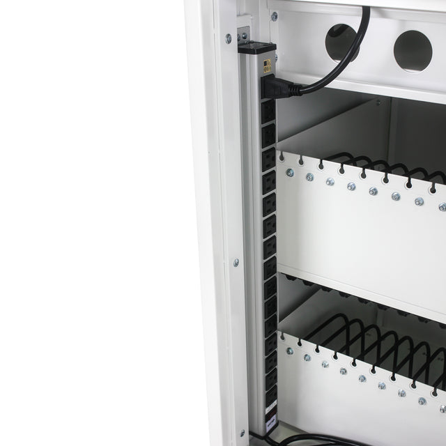 Mobile Charging Cart and Cabinet for Tablets Laptops 31+4-Device With Extra 4 bits power strip--white
