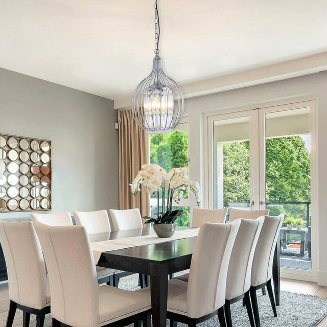 Modern American spherical crystal chandelier -3 bulbs -E12 lamp holder