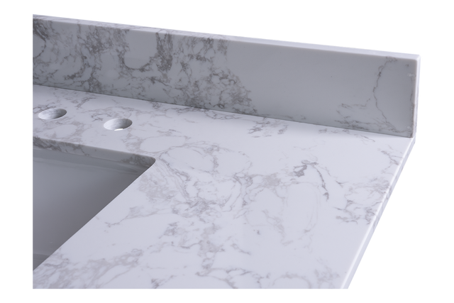 Montary 49" carrara white engineered stone vanity top backsplash