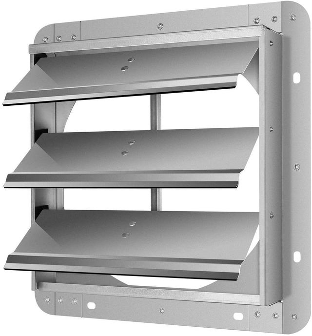 iPower 12-Inch Square Aluminum Automatic Gravity Shutter Louver Vent, Silver