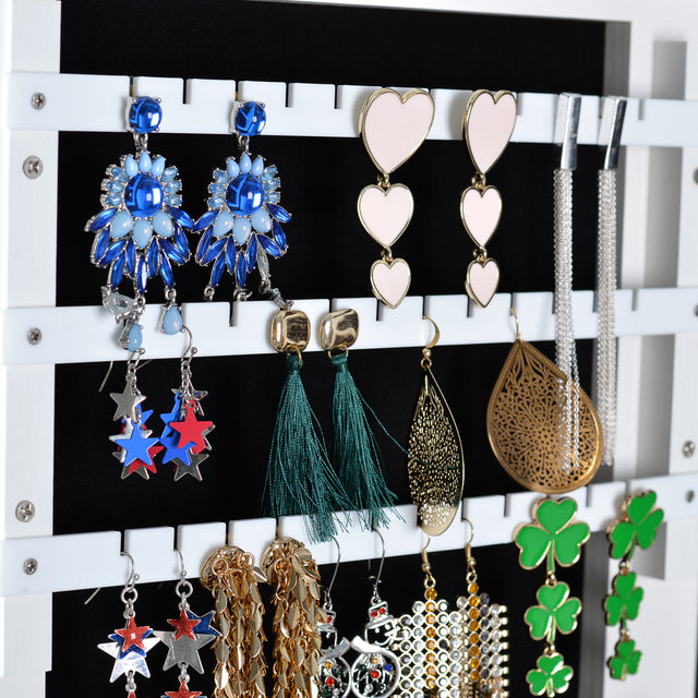 Full Mirror Fashion Simple Jewelry Storage Cabinet With Led Light Can Be Hung On The Door Or Wall