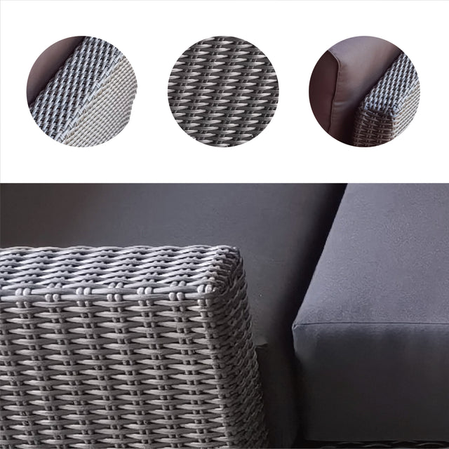 6 Piece Rattan Sectional Seating Group with Cushions (Color:DARK BROWN)