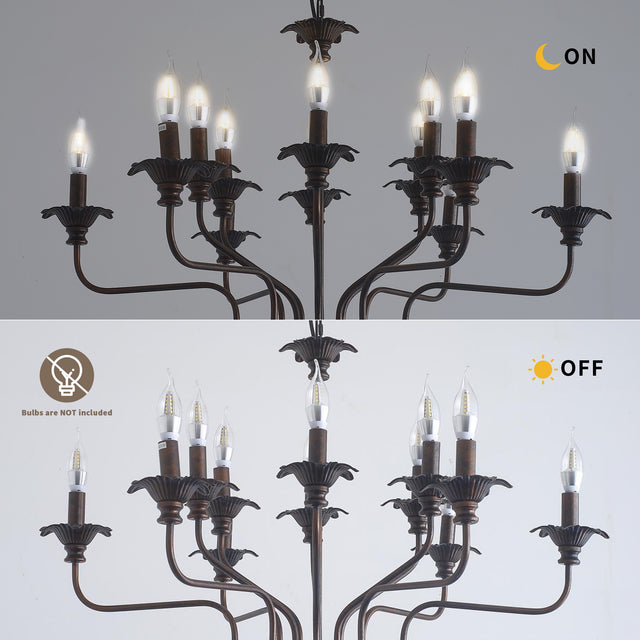 Retro American style stamen-shaped iron chandelier -12 bulbs -E12 lamp holder