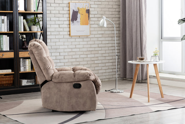 Recliner Chair Overstuffed, Manual Reclining Single Couch Wide Seat with Thickened Headrest and Back (Camel)