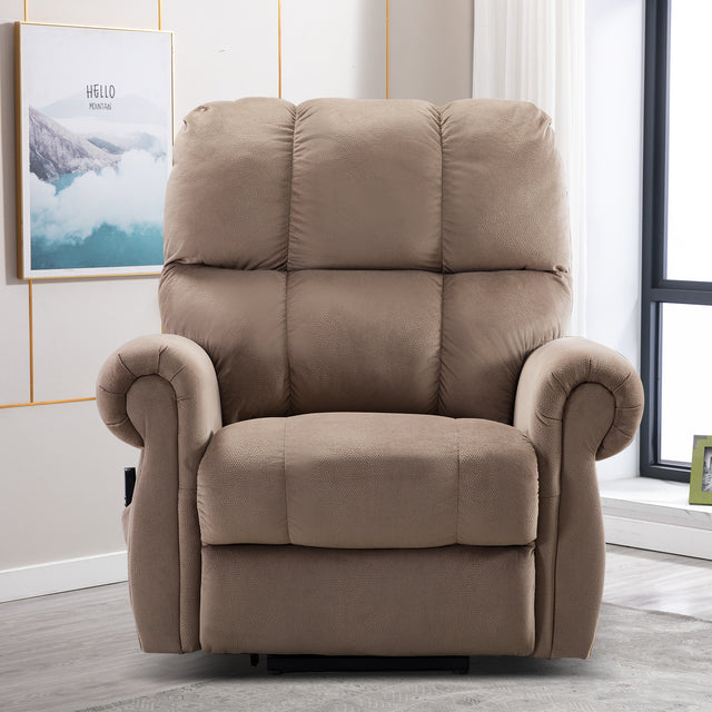 Electric lift recliner with heat therapy and massage, suitable for the elderly, heavy recliner, with modern padded arms and back, camel