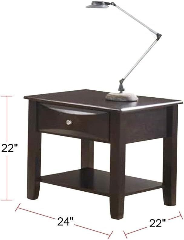 Simple Modern Look Wooden End Table Living Room Sofa Side Table Venner DrawerAnd Shelf