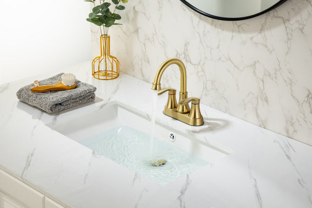 2-Handle Lavatory Faucet Brushed Nickel Bathroom Sink Faucet with Metal Pop-up Drain and Faucet Supply Lines