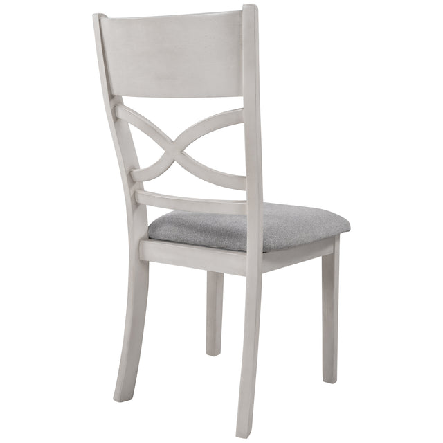 TOPMAX Farmhouse Rustic Wood 4-Piece Kitchen Dining Upholstered Padded Chairs, Light Grey+White