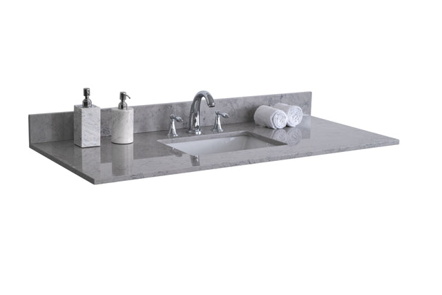 Montary 31" carrara gray engineered stone vanity top backsplash