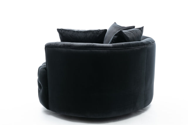 Coolmore Modern Akili swivel accent chair barrel chair for hotel living room / Modern leisure chair Black