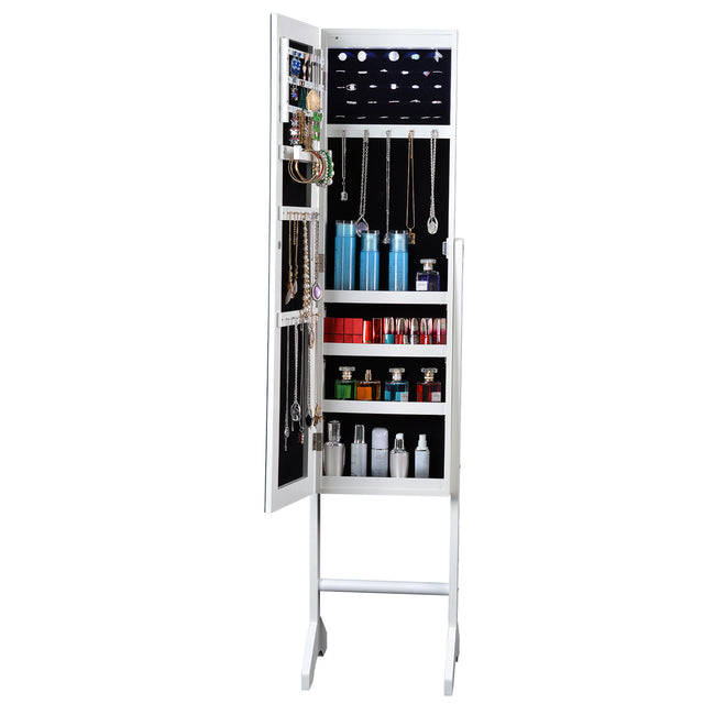 Full Mirror Fashion Simple Jewelry Storage Cabinet With Led Light Can Be Hung On The Door Or Wall