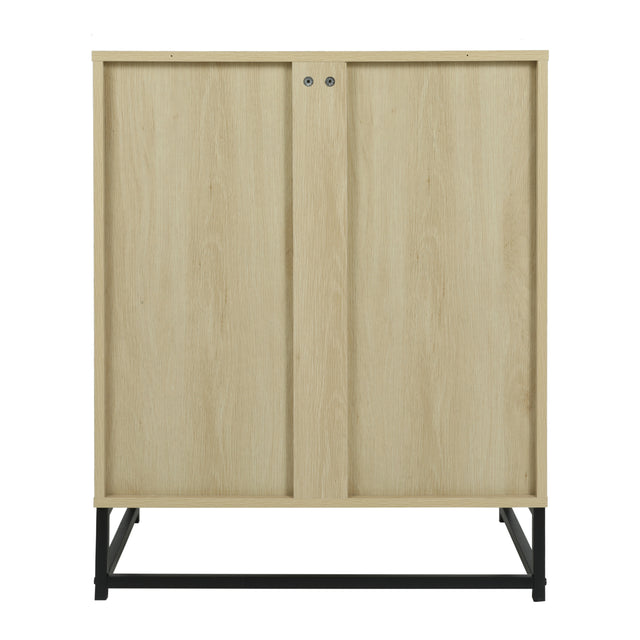 Storage Cabinet with Glass Door, No handle design,Push to open the door,Sideboard Buffet Cabinet for Kitchen,Dining Room