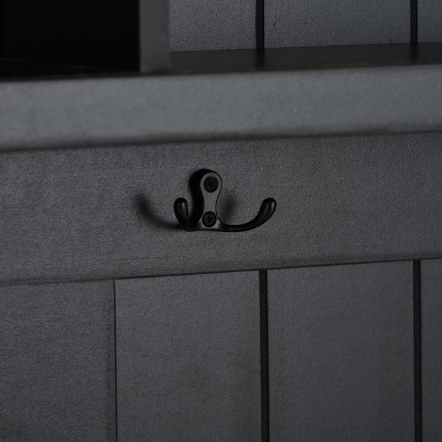 U-Can Hall Tree with 4 Hooks , Coat Hanger, Entryway Bench, Storage Bench, 3-in-1 Design, 40INCH, for Entrance, Hallway (Black)