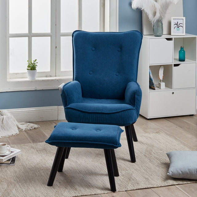 Accent chair TV Chair Living room Chair with ottoman,Modern Vanity Chair with Arms Upholstered Tall Back Desk Chair for Bedroom