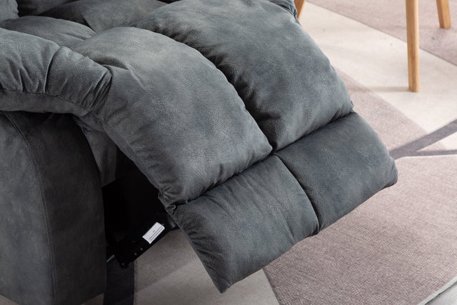 Recliner Chair Overstuffed, Manual Reclining Single Couch Wide Seat with Thickened Headrest and Back (Gray)