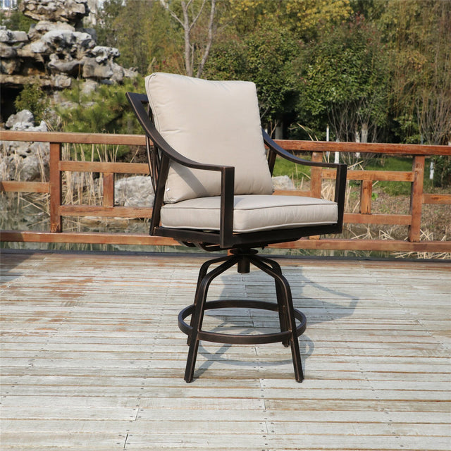 Aluminum Swivel Bar Stool, Taupe, Set of 2