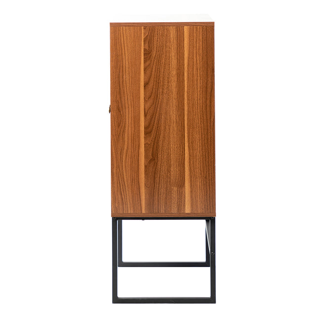 Epaphus 2-Door Accent Cabinet with interior shelves and Black Metal Base