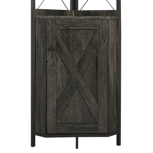JHX Corner Shelf 5-Tier with Storage,Corner cabinet Bookshelf Stand Storage Rack(Dark Grey)