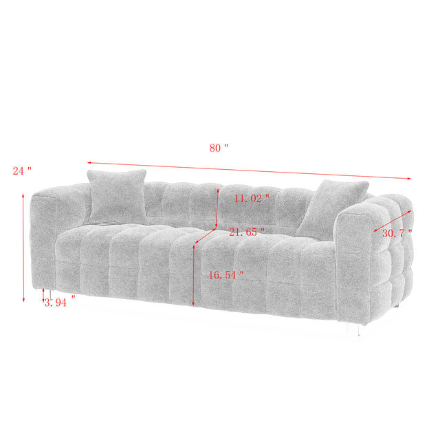 2146 Sofa includes two pillows 81" white fleece for living room bedroom