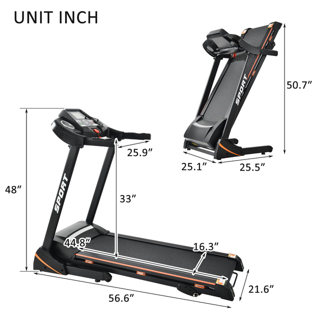 Folding Electric 3.5HP Treadmill With Incline Medium Running Machine Motorised LCD Gym 330lbs; Folding Treadmill Electric Motorized Power 14.8KM/H Running Fitness Machine Gym(W54022178 Upgrade)
