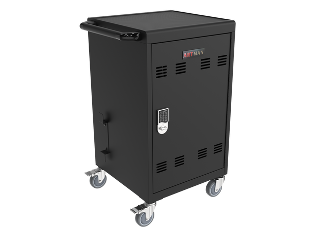 Mobile Charging Cart and Cabinet for Tablets Laptops 30-Device With Combination Lock(Black))