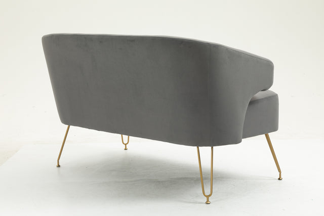 Twin Size Love seat Accent Sofa with Golden Metal Legs, Living Room Sofa with Tufted Backrest, 600 Pounds Weight Capacity