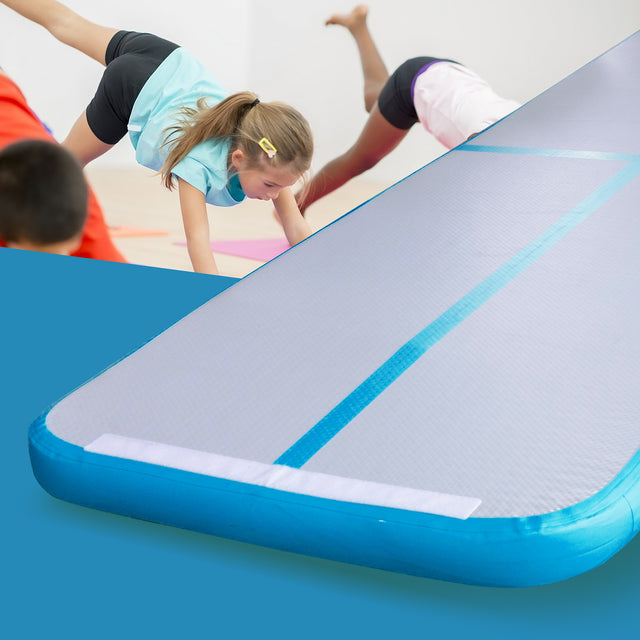 inQracer Gymnastics Mat Air Mats 10ft, Inflatable Tumbling Mat Tumble Track Air Floor with Electric Air Pump for Kids Home Use/Cheerleading/Gym/Outdoor/Yoga/Water Use, Blue