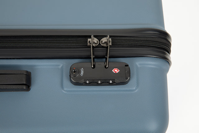 3 Piece Luggage Sets ABS Lightweight Suitcase with Two Hooks, Spinner Wheels, TSA Lock, (20/24/28) Blue